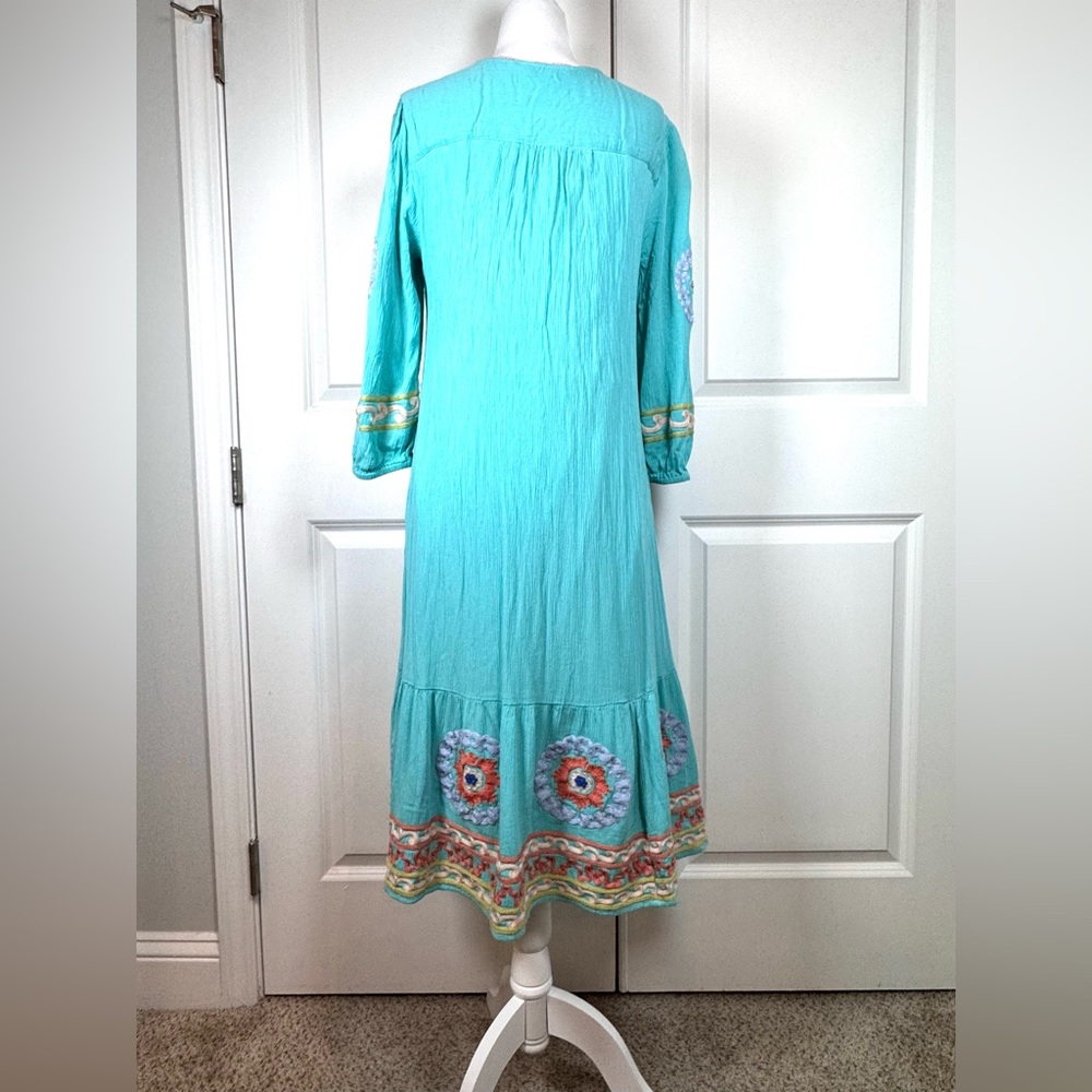 Soft Surroundings Artisan Embroidered Boho Tunic Artsy Dress Tassel Resort S - Picture 2 of 8